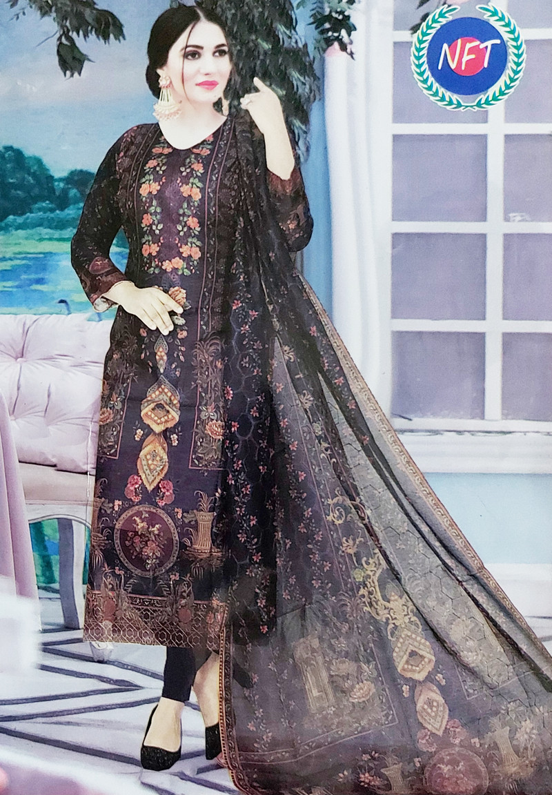 Indian NFT Bahari Print suti organja Shalwar Kameez.