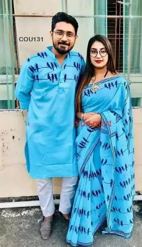 Half silk saree dupaiyan Panjabi couple Dress