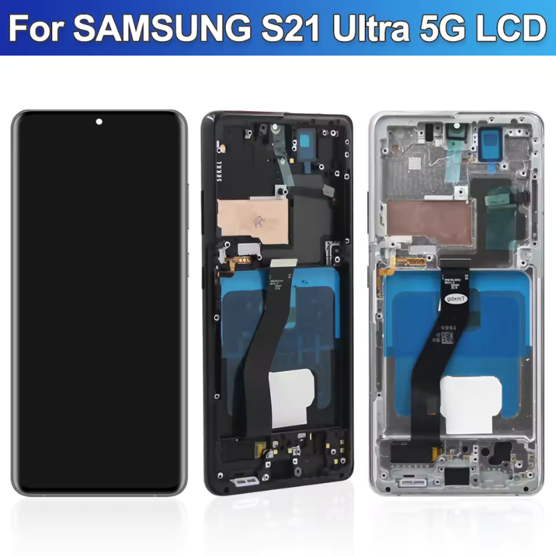 Original Super AMOLED S21 Ultra Screen Assembly for Samsung Galaxy S21 Ultra 5G G998B G998B/DS Touch Screen with Fingerprints