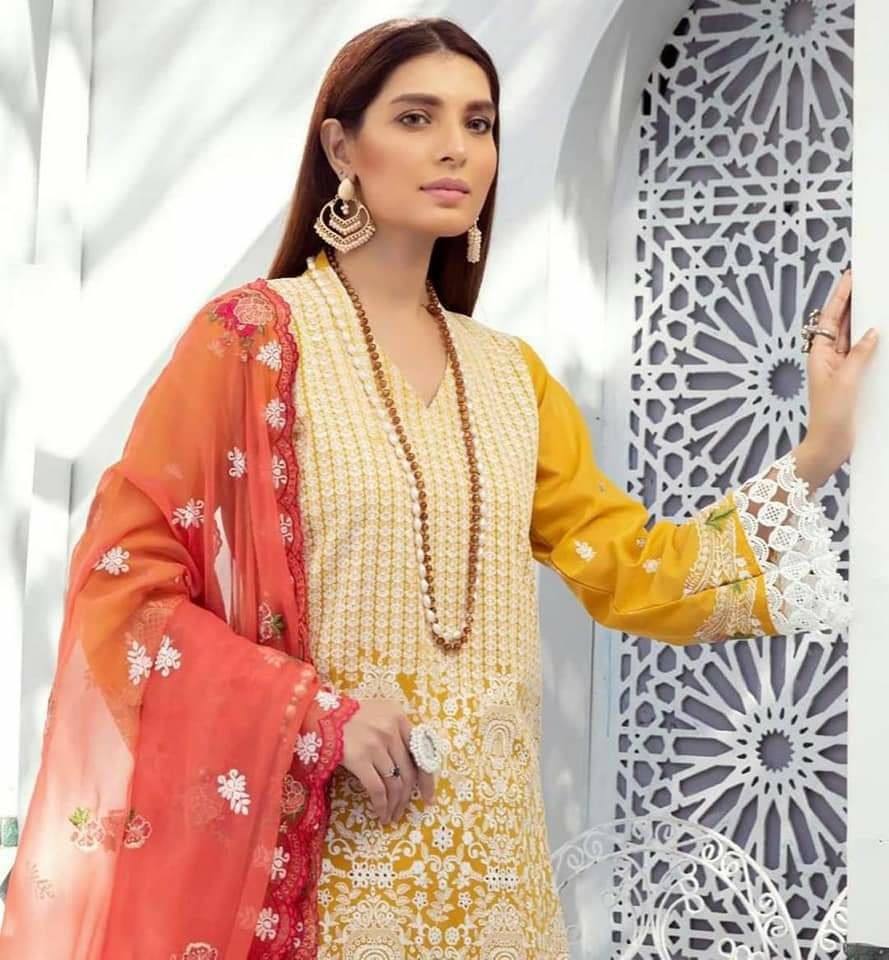 Pakistani Khubsurat Unstitched & Dupatta Embroidered Dress for Women.