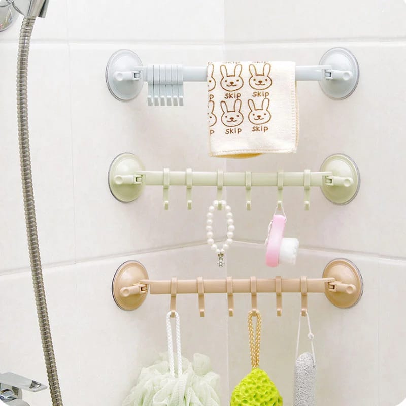 Locking Sucker 6 Hooks Kitchen Bathroom Wall Row Hooks Nail-free Seamless Six Hooks Random Color Hanging Rack Hook