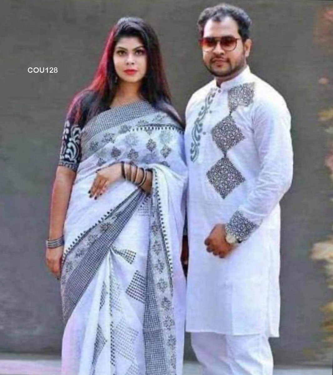 Half silk saree dupaiyan Panjabi couple Dress