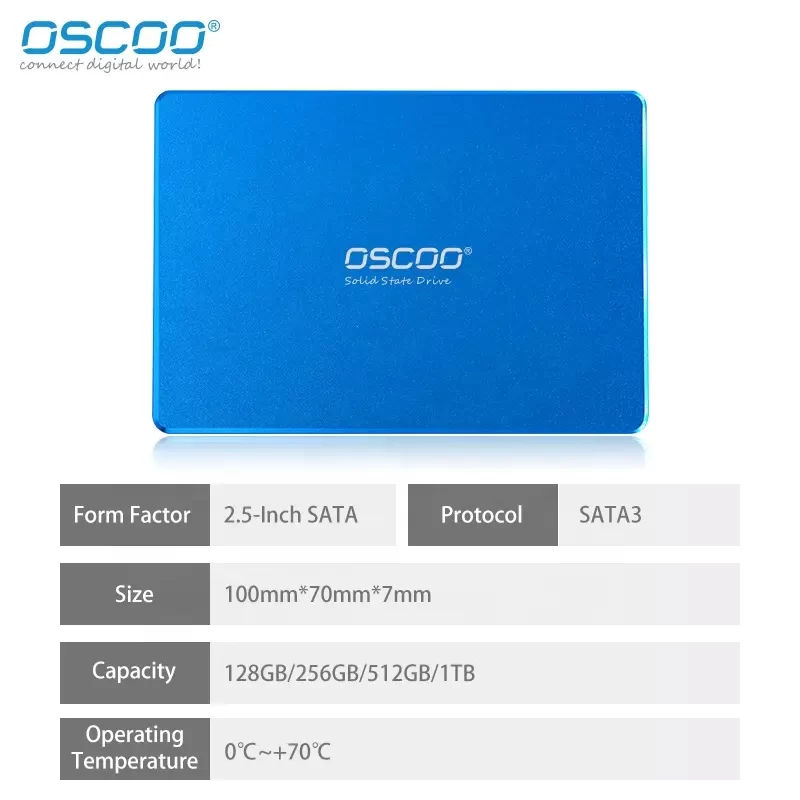 OSCOO SSD High Speed 2.5 Inch Internal Solid State Disk Hard Drive SATA3 For Laptop and Desktops Matal Body