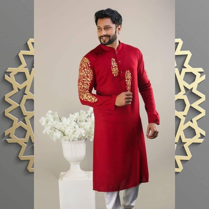 Indian New Stylish Semi Long Cotton Panjabi for Men