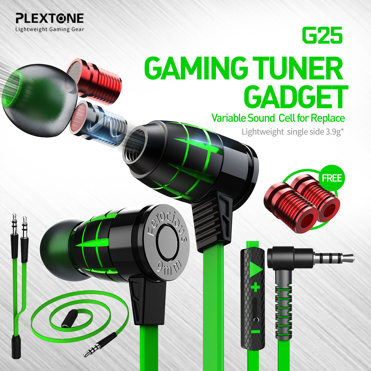 PLEXTONE G25 In-ear Gaming Headset Magnetic Stereo Wired Earbuds Earphones with Microphone for Computer Phone Sport