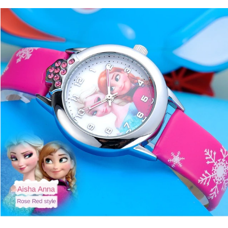 Elsa Watch Girls Elsa Princess Kids Watches Leather Strap Cute Children's Cartoon Wristwatches Gifts for Kids Girl watches