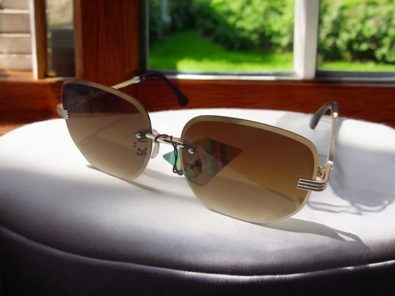 Rimless Men Sun Glasses Women's Fashion Sunglasses Metal Large Frame Male Textured Eyewear Shades UV400