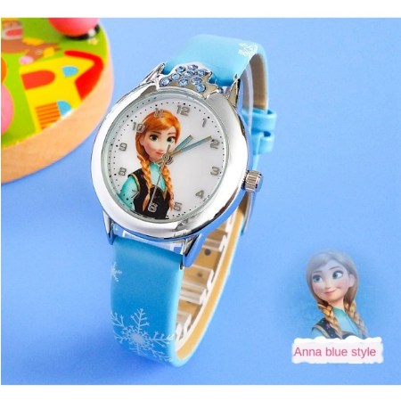 Elsa Watch Girls Elsa Princess Kids Watches Leather Strap Cute Children's Cartoon Wristwatches Gifts for Kids Girl watches
