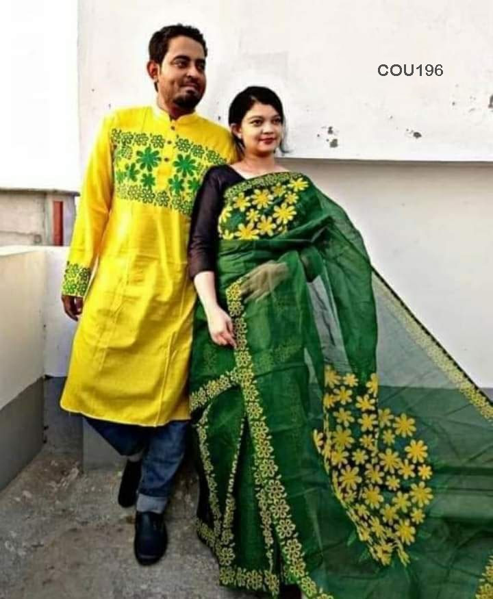 Half silk saree dupaiyan Panjabi couple Dress