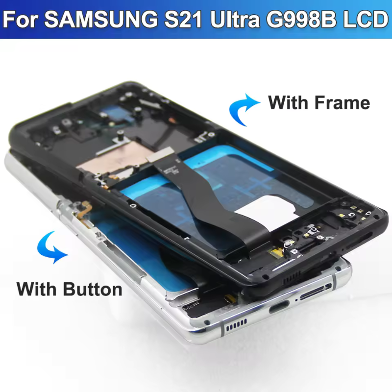 Original Super AMOLED S21 Ultra Screen Assembly for Samsung Galaxy S21 Ultra 5G G998B G998B/DS Touch Screen with Fingerprints