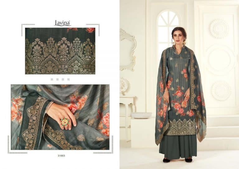 Indian Lavina High Fashionable Embroidery Plus Digital Print Dress ,Dupatta Pure Digital 3 Piece for stylish women.