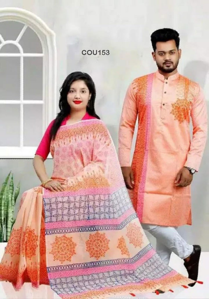 Half silk saree dupaiyan Panjabi couple Dress