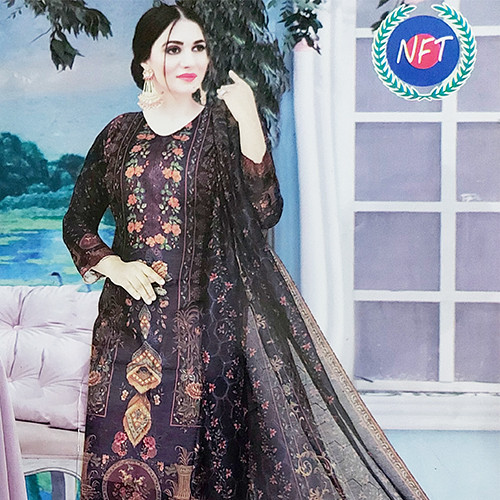 Indian NFT Bahari Print suti organja Shalwar Kameez.