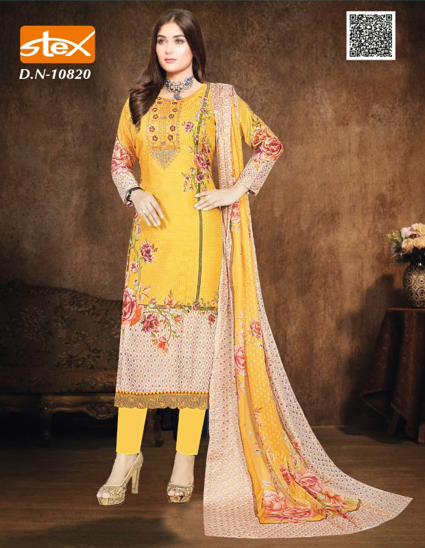 Indian Crap Cotton Premium Design Dress Metallic Suta Work