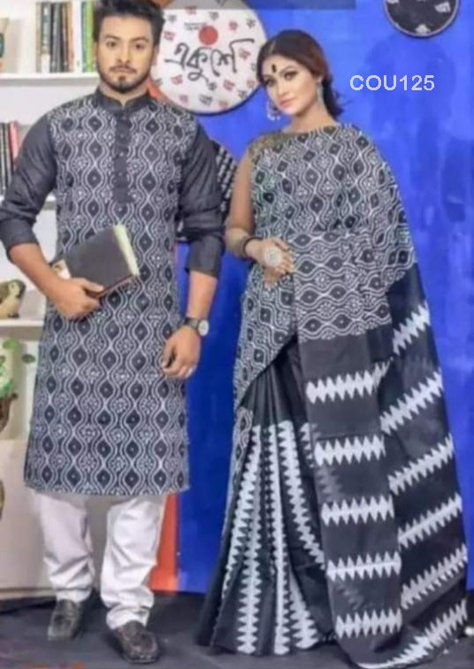 Half silk saree dupaiyan Panjabi couple Dress