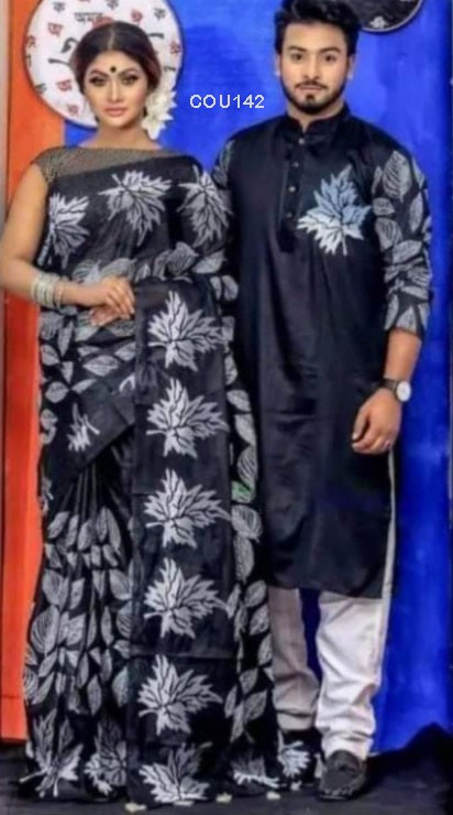 Half silk saree dupaiyan Panjabi couple Dress