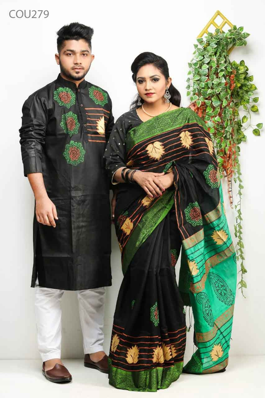 Half silk saree dupaiyan Panjabi couple Dress-2