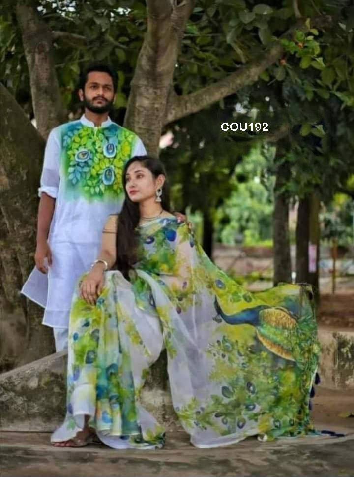Half silk saree dupaiyan Panjabi couple Dress