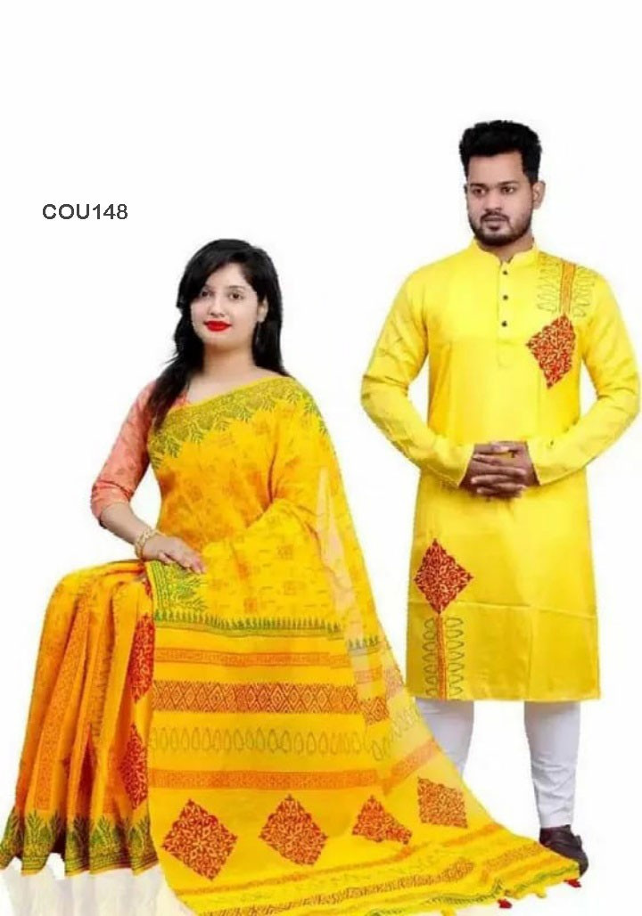 Half silk saree dupaiyan Panjabi couple Dress