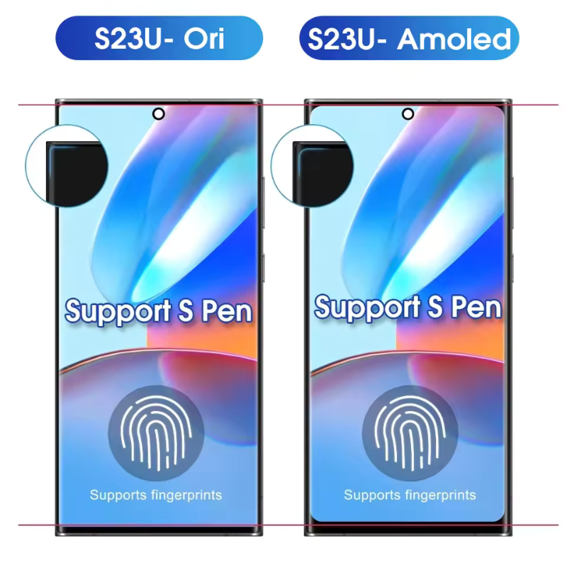 Original Super AMOLED Samsung Galaxy S23 Ultra Screen S918B S918B/DS Display Digital Touch Screen with Frame And Supports Pen