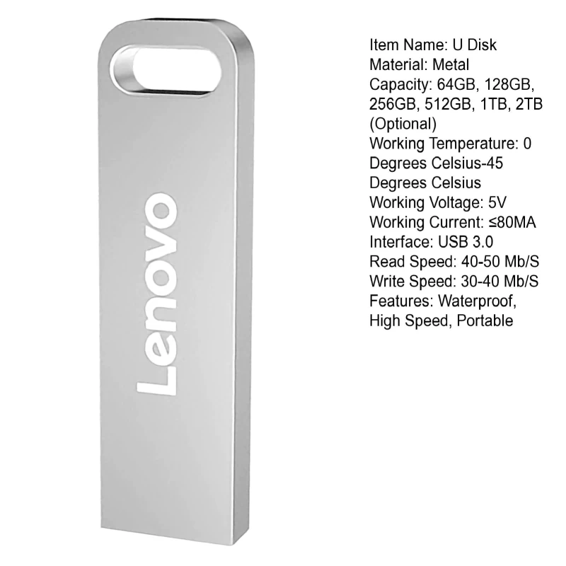Lenovo 1TB 2TB U Disk Waterproof High Speed Data Storage Portable Mini USB 3.0 Stick Flash Drive