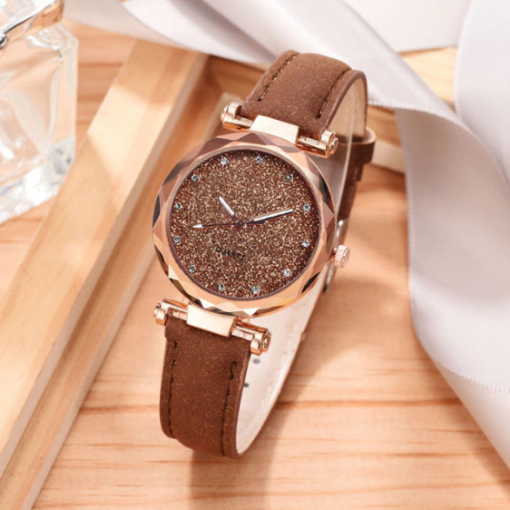 Casual Women Romantic Starry Sky Wrist Watch bracelet Leather Rhinestone Designer Ladies Clock Simple Dress Gfit Montre Femme