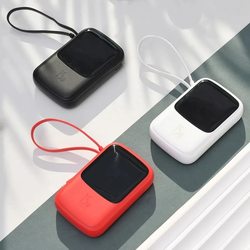 Baseus Q pow Digital Display 3A Power Bank 10000mAh With Type-C Cable -Black