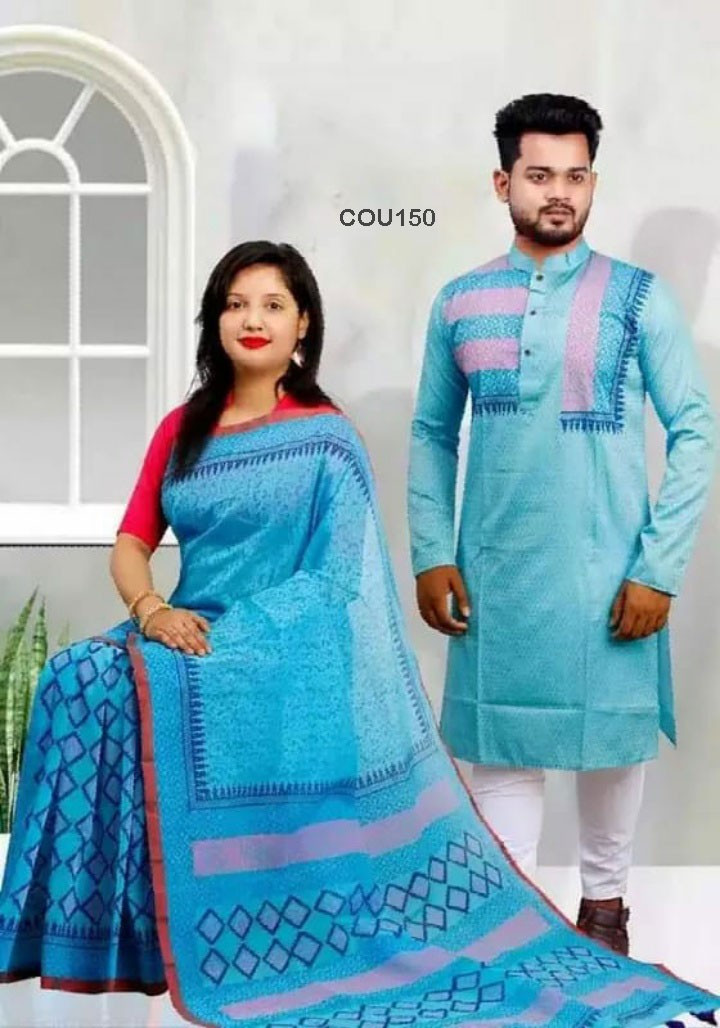 Half silk saree dupaiyan Panjabi couple Dress