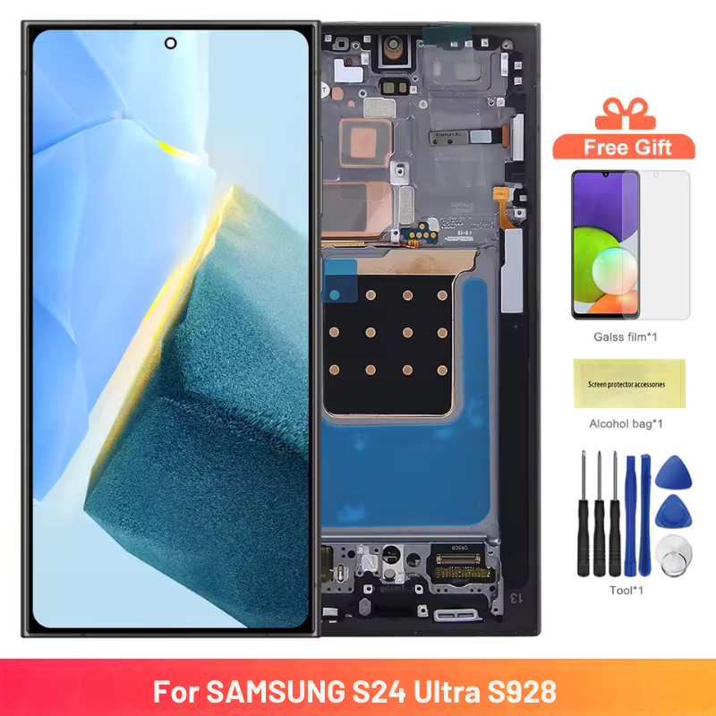 Original Super AMOLED Samsung S24 Ultra Screen Assembly for S928B S928B/DS Display Digital Touch Screen with Frame