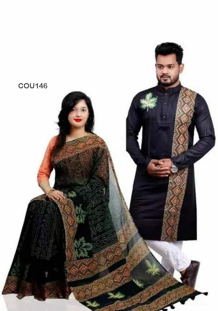 Half silk saree dupaiyan Panjabi couple Dress