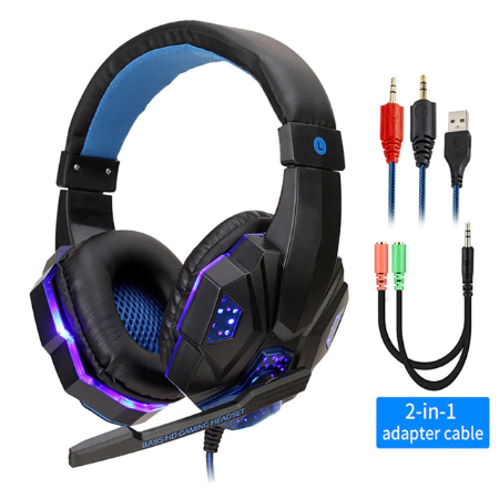 Professional Led Light Wired Gamer Headphones With Microphone For PS4 PS5 Xbox One Computer Bass Stereo PC Gaming Headset Gifts