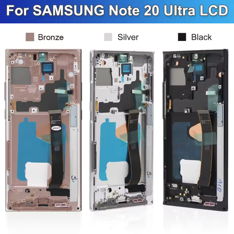 Original Super AMOLED Samsung Note 20 Ultra Screen Assembly for Samsung Galaxy Note20 Ultra 5G N985F N986B Display Digital Touch Screen with Frame and Fingerprints