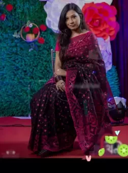 High Quality Fashionable  Half silk Jamdani Saree