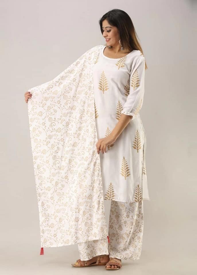 Unstitched Soft Cotton block Three Piece