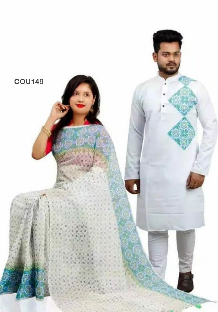 Half silk saree dupaiyan Panjabi couple Dress