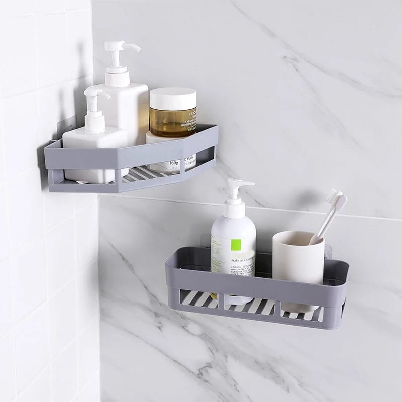 Suction Wall Triangular Shower Caddy Shelf Bathroom Corner Bath Rack Storage Holder Organizer Shelves